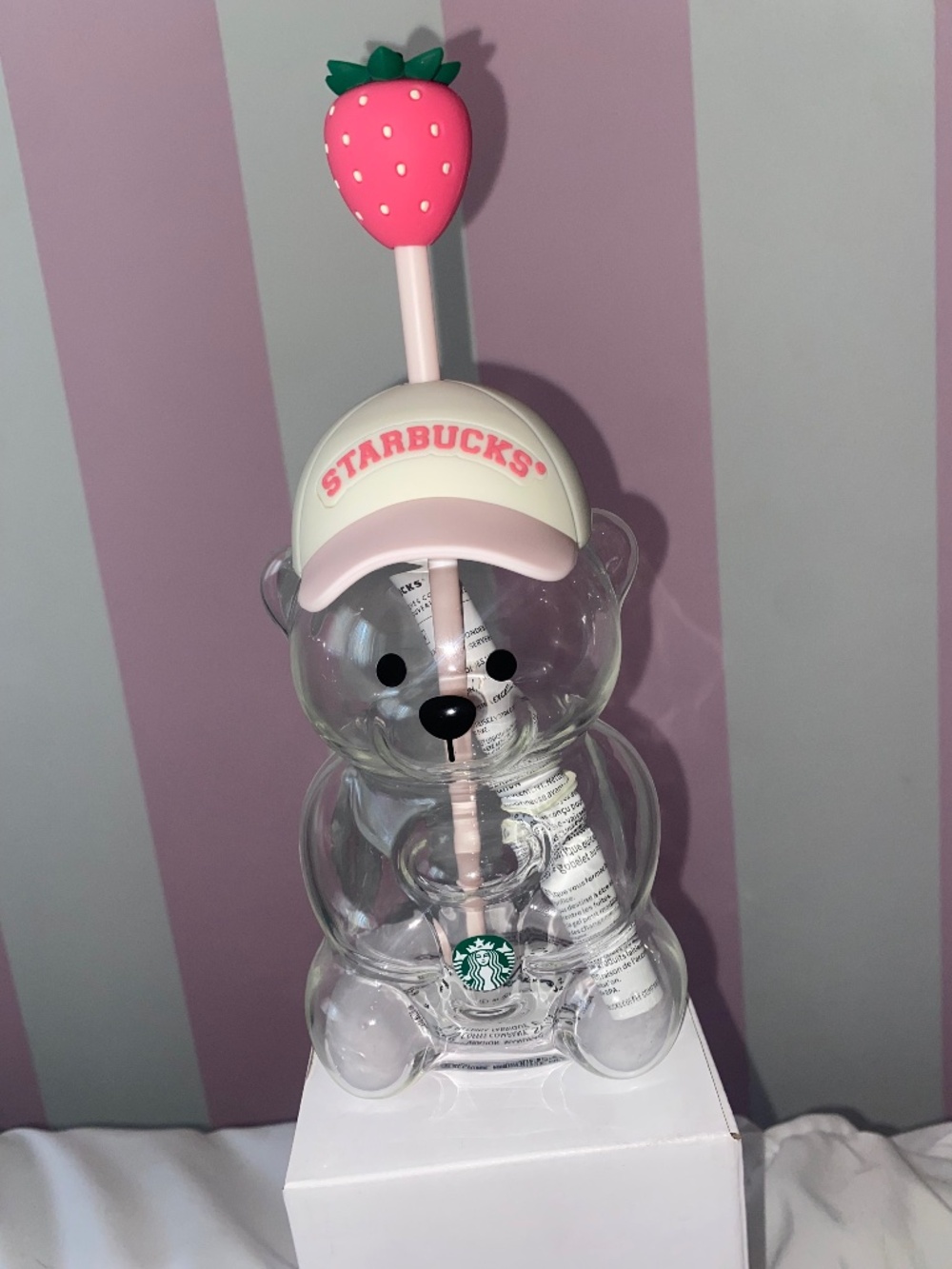 AUTHENTIC Starbucks Pink Bearista Glass Cup